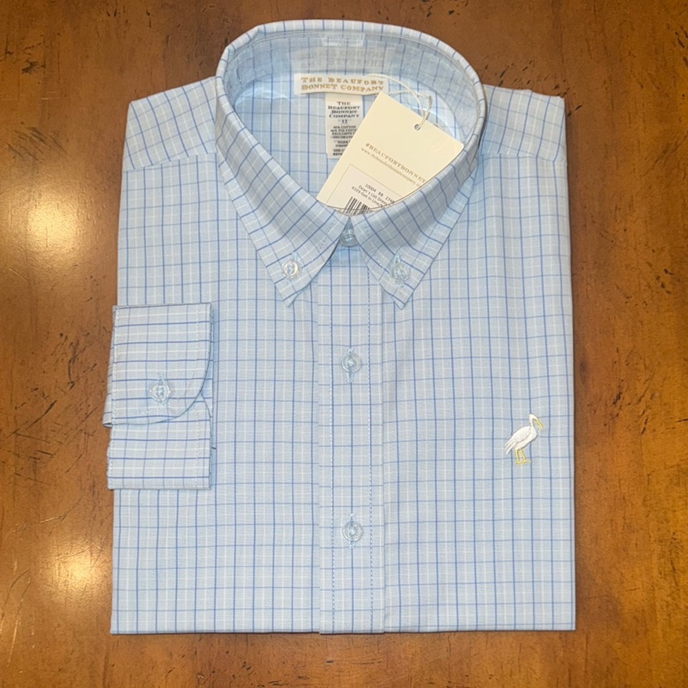 NWT TBBC Dean's List Dress Shirt - Get In Line with Multicolor Stork - 12